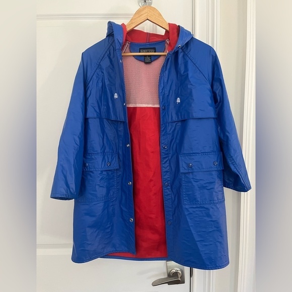 Lands End Jacket Girls / Boys Sz. M Blue Rain Coat Hooded - Picture 1 of 5